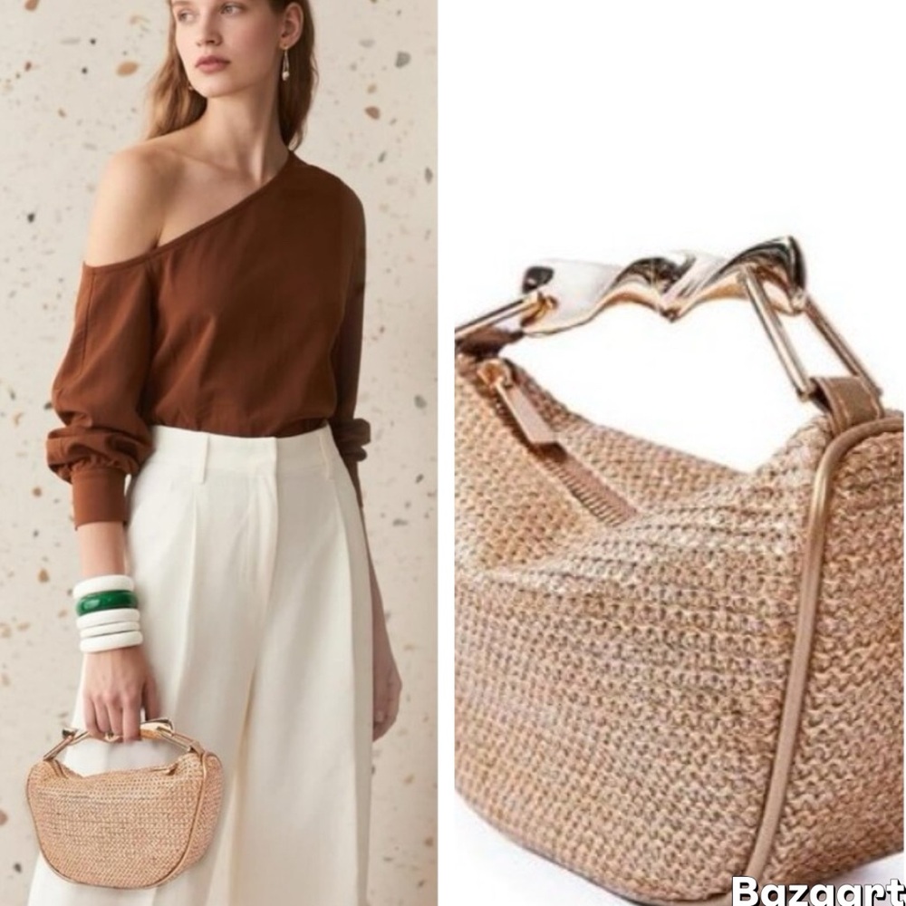 Gold Handle Mini Satchel Handbag